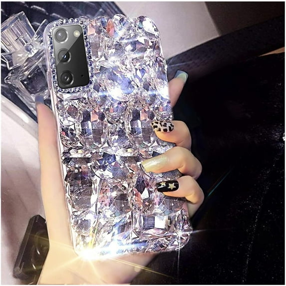 Samsung Galaxy Note 20 Case Diamond Case for Women 3D Glitter Sparkle Bling Case Luxury Shiny Crystal Diamond Bumper Clear Gems Cute Protective Girly Case Girls Cover(Sliver)