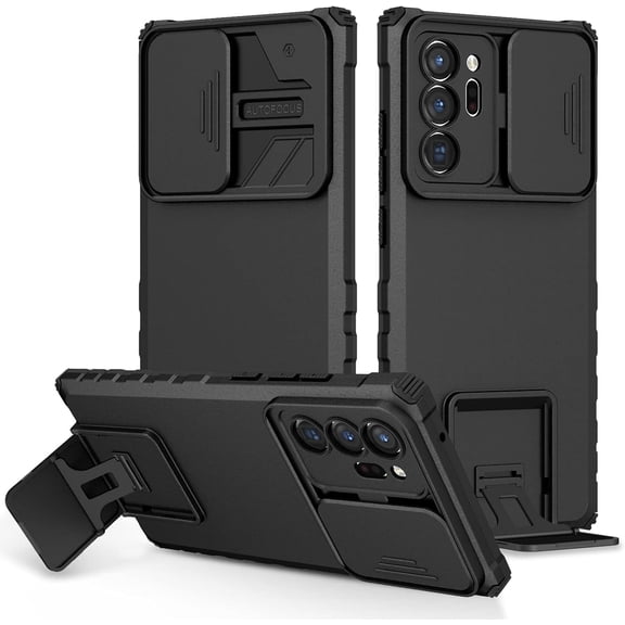 for Samsung Galaxy Note 20 Case, with Kickstand Slide Camera Cover, Support Wireless Charging, Hybrid Hard Cover Heavy Duty Luxury Phone Case for Galaxy Note 20 (Note20,Black)