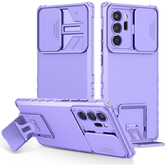 for Samsung Galaxy Note 20 Case, with Kickstand Slide Camera Cover, Support Wireless Charging, Hybrid Hard Cover Heavy Duty Luxury Phone Case for Galaxy Note 20 (Note20,Purple)
