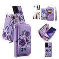 thumbnail image 1 of For Samsung Galaxy Note 20 Case with RFID Blocking Card Slots and Wrist Strap,[Compatible with MagSafe] Zipper Pocket Magnetic [Detachable Wallet] Flip Kickstand Cover with Ring Hook,Purple, 1 of 13