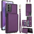 thumbnail image 1 of For Samsung Galaxy Note 20 Phone Case Wallet Card Holder,RFID Blocking PU Leather Back Magnetic Flip Kickstand Folio Case Wrist Lanyard & Crossbody Strap Protective Women Girls Cover,Deeppurple, 1 of 4