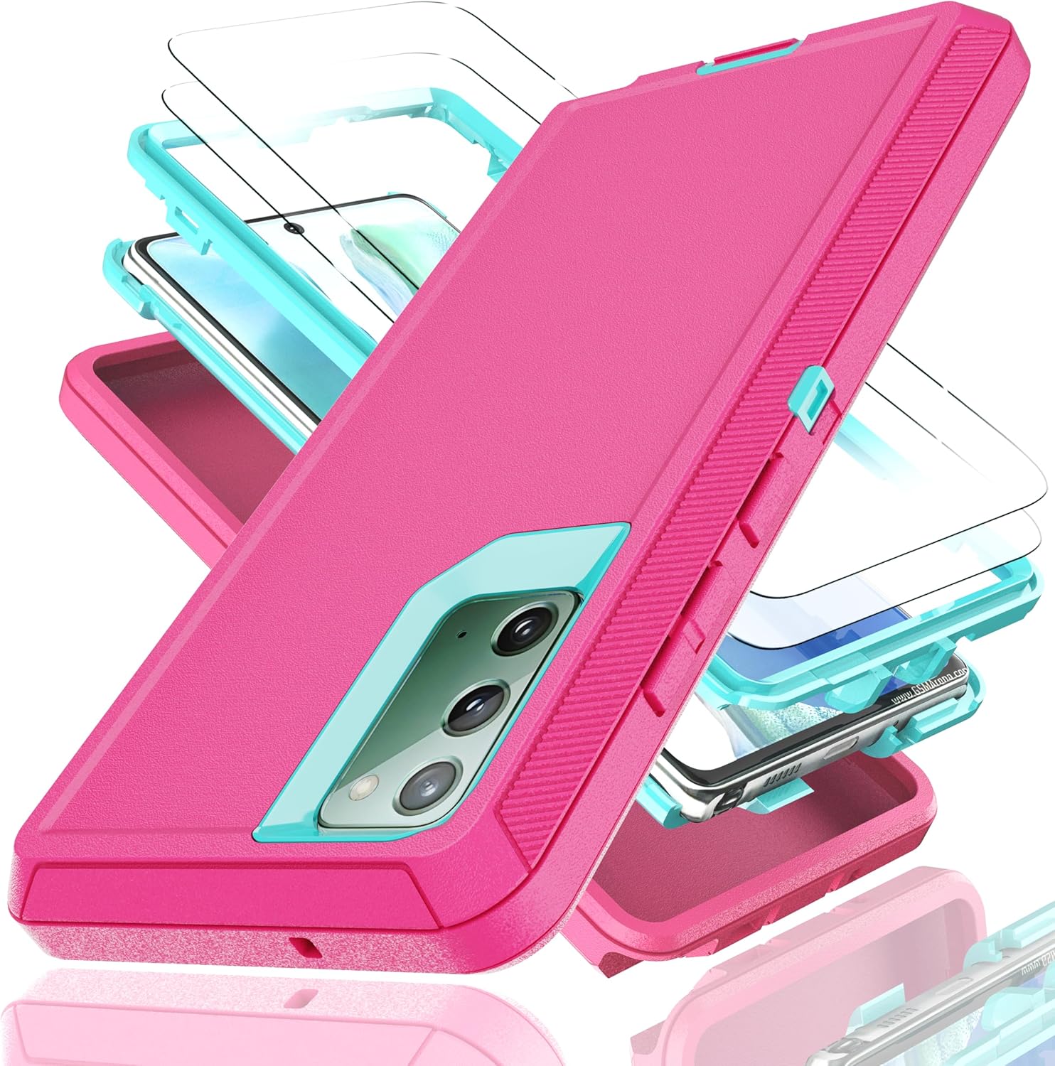 Note 21 Case Samsung Galaxy Note 20 TPU Bumper Case with Screen Protector, Pink, 2 ...