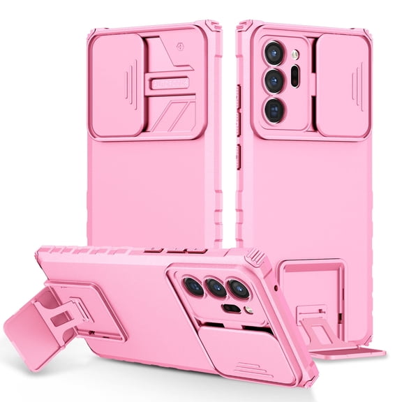 for Samsung Galaxy Note 20 Ultra 5G Case 2020 with Slide Camera Cover Built-in Kickstand Dual Layer Hybrid Shockproof Case for Galaxy Note 20 Ultra 5G 6.9", Pink