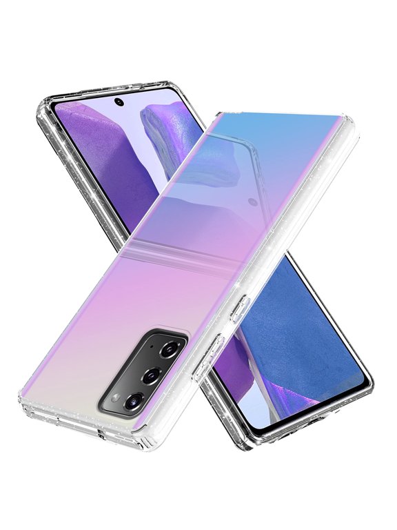 Samsung Galaxy Note 20 Ultra 5G Case, Rosebono Hybrid Bling Glitter Sparkle Laser White Ultra Transparent Fashion Cute Colorful Skin Cover Shockproof Case for Samsung Galaxy Note 20 Ultra 5G