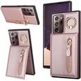 thumbnail image 1 of Samsung Galaxy Note 20 Ultra Case with Card Holder for Women, Galaxy Note 20 Ultra Phone Case Wallet with Credit Card with Ring Kickstand Zipper Slim Stand Case - Rose Gold, 1 of 7
