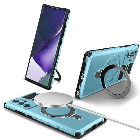 for Samsung Galaxy Note 20 Ultra Case [Compatible with MagSafe] [Military-Grade Protection], Shockproof Protective Slim Invisible Kickstand Car Mount Magnetic Armor Cover, Lightblue