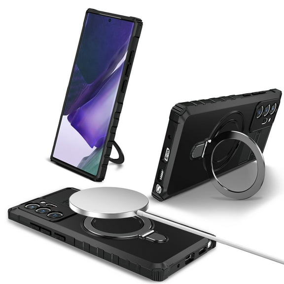 for Samsung Galaxy Note 20 Ultra Case [Compatible with MagSafe] [Military-Grade Protection], Shockproof Protective Slim Invisible Kickstand Car Mount Magnetic Armor Cover, Black