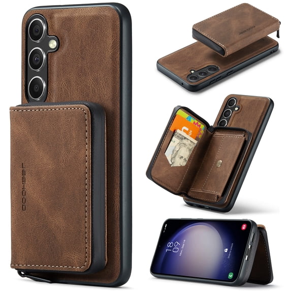 For Samsung Galaxy Note 20 Ultra Case, Detachable 2 in 1 PU Leather Zipper Wallet Case for Women Men with RFID Blocking Removable Card Holder Slot Magnetic Closure Shockproof Phone Cover,Brown