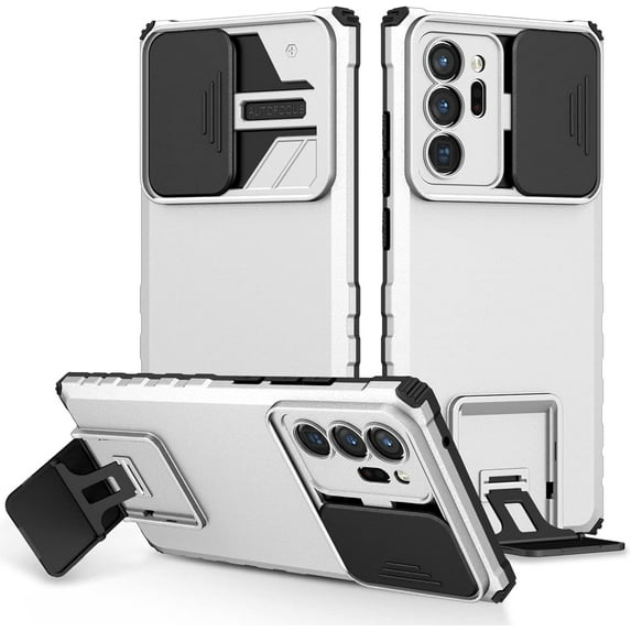 for Samsung Galaxy Note 20 Ultra Case, with Kickstand Slide Camera Cover, Support Wireless Charging, Hybrid Armor Hard Cover Heavy Duty Luxury Phone Case for Galaxy Note 20 Ultra (Note20Ultra,White)