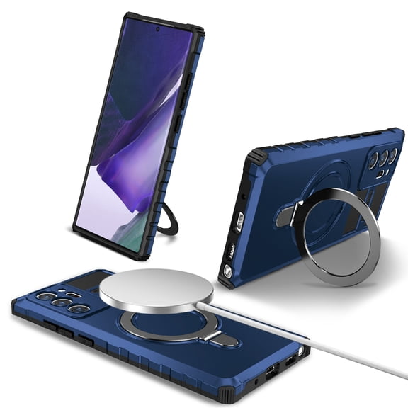 for Samsung Galaxy Note 20 Ultra Case with Stand, Magnetic Rugged Military Grade Shockproof Portective Case Compatible with MagSafe Wireless Charger&Magnetic Car Mount Holder, Royalblue