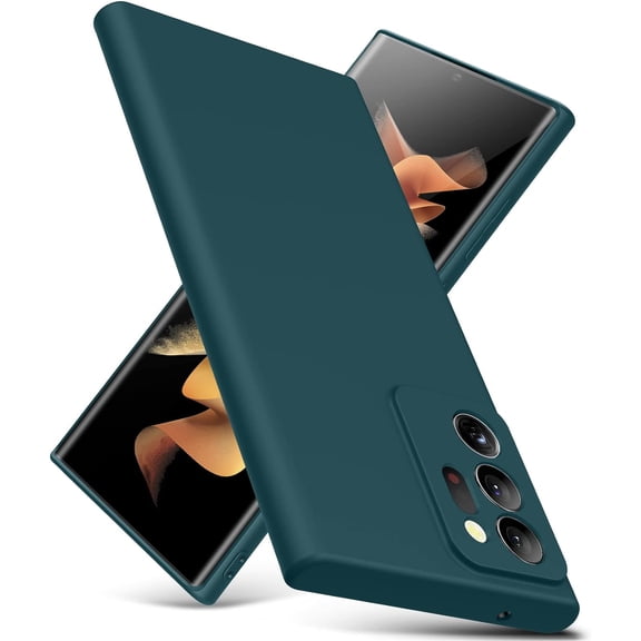 for Samsung Galaxy Note 20 Ultra Case, Thin Liquid Silicone Case,Shockproof,Slim Thin Phone Case for Samsung Galaxy Note 20 Ultra, Full Body Screen Camera Protective Cover-Green 2-sam n20u-05