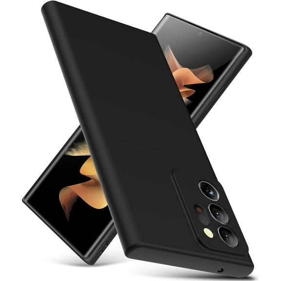 for Samsung Galaxy Note 20 Ultra Case, Thin Liquid Silicone Case,Shockproof,Slim Thin Phone Case for Samsung Galaxy Note 20 Ultra, Full Body Screen Camera Protective Cover-Black 2-sam n20u-01