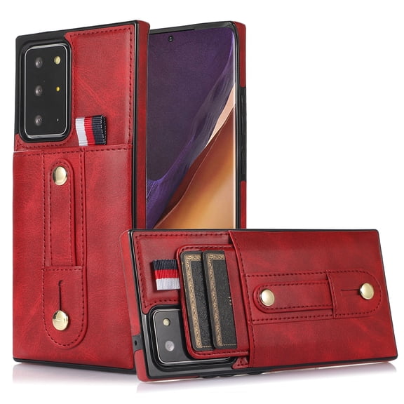 for Samsung Galaxy Note 20 Ultra Case Wallet with Slide Credit Card Holder, Flip Premium PU Leather Hidden Kickstand Classic Retro Heavy Duty Protective Cover for Samsung Galaxy Note 20 Ultra,Red