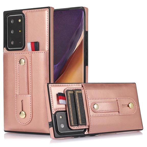for Samsung Galaxy Note 20 Ultra Case Wallet with Slide Credit Card Holder, Flip Premium PU Leather Hidden Kickstand Classic Retro Heavy Duty Protective Cover for Samsung Galaxy Note 20 Ultra,Rosegold