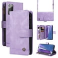 thumbnail image 1 of Samsung Galaxy Note 20 Ultra Cover, Wallet Card Slot Crossbody/Shoulder Strap + Wristlet Strap Magnetic Flip Premium PU Leather Zipper Pocket With Kickstand For Samsung Galaxy Note 20 Ultra, Purple, 1 of 18
