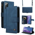 thumbnail image 1 of Samsung Galaxy Note 20 Ultra Cover, Wallet Card Slot Crossbody/Shoulder Strap + Wristlet Strap Magnetic Flip Premium PU Leather Zipper Pocket With Kickstand For Samsung Galaxy Note 20 Ultra, Blue, 1 of 18