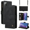 thumbnail image 1 of Samsung Galaxy Note 20 Ultra Cover, Wallet Card Slot Crossbody/Shoulder Strap + Wristlet Strap Magnetic Flip Premium PU Leather Zipper Pocket With Kickstand For Samsung Galaxy Note 20 Ultra, Black, 1 of 18