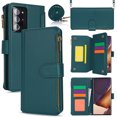 thumbnail image 1 of for Samsung Galaxy Note 20 Ultra Crossbody Wallet Case, RFID Blocking Case Wallet with Card Slots, Fashion PU Leather Magnetic Clasp Zipper Wrist Strap Cover for Samsung Galaxy Note 20 Ultra, Green, 1 of 11
