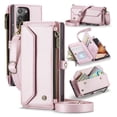 thumbnail image 1 of for Samsung Galaxy Note 20 Ultra Full Body Protection Wallet Folio Flip Case, Shoulder Strap & Wristlet Card Slots Zipper Pocket RFID Blocking Rugged Durable PU Leather Phone Case Cover, Pink, 1 of 9