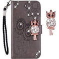 thumbnail image 1 of Samsung Galaxy Note 20 Ultra (Not Note 20) Case for Women, Glitter Bling Diamond PU Leather Wallet Phone Case with Wsrist String Flip Cover for Samsung Galaxy Note 20 Ultra Owl Grey, 1 of 14