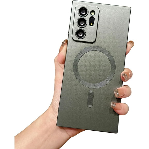 Samsung Galaxy Note 20 Ultra Phone case [Compatible with MagSafe] [Full Camera Protection Slim] Luxury Magnetic Solid Color Cover Soft Silicone Bumper for Note 20 Ultra 5g 6.9" (Blackish Green)