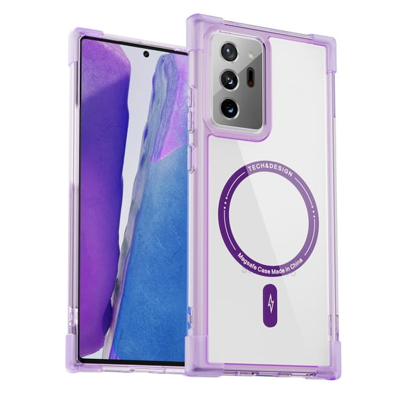 for Samsung Galaxy Note 20 Ultra Transparent Case, Compatible with MagSafe Drop Protection Anti-Scratch Lightweight Shockproof Ultra Slim Clear Anti-fingerprint Back Case for Note 20 Ultra, Purple