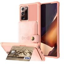Samsung Galaxy Note 20 Ultra Wallet Case, Dteck Heavy Duty Hard Silicone Shockproof Case Flip Leather Card Holder Protective Cover For Samsung Galaxy Note 20 Ultra 6.9 inch, Rosegold