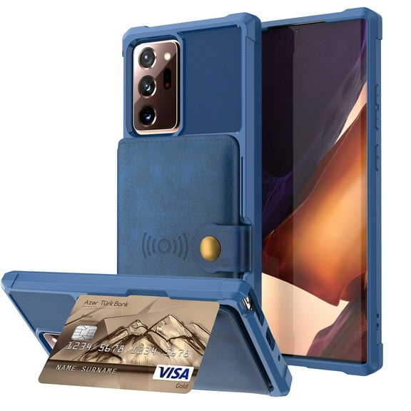 Samsung Galaxy Note 20 Ultra Wallet Case, Dteck Heavy Duty Hard Silicone Shockproof Case Flip Leather Card Holder Protective Cover For Samsung Galaxy Note 20 Ultra 6.9 inch, Blue