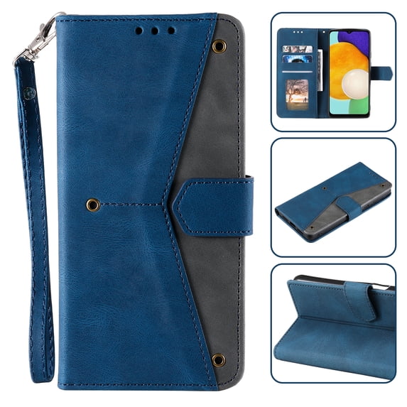 For Samsung Galaxy Note 20 Ultra Wallet Case with Wrist Strap, Premium PU Leather Flip Protective Cover RFID Blocking Card Holder & Cash Slot,Magnetic Closure Flip Kickstand Function,Blue