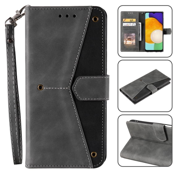 For Samsung Galaxy Note 20 Ultra Wallet Case with Wrist Strap, Premium PU Leather Flip Protective Cover RFID Blocking Card Holder & Cash Slot,Magnetic Closure Flip Kickstand Function,Gray