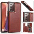 thumbnail image 1 of For Samsung Galaxy Note 20 Wallet Case with Card Holder, Premium PU Leather Kickstand Credit Card Slots Case,[RFID Blocking] Double Magnetic Clasp Back Flip Durable Shockproof Cover, Brown, 1 of 9