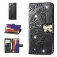 thumbnail image 1 of Samsung Galaxy Note 20 Wallet Case, Mantto Bling Butterfly Flower PU Leather Flip Phone Cover Credit Cards Slot Shockproof Protective Kickstand Case for Samsung Galaxy Note 20, Black, 1 of 9