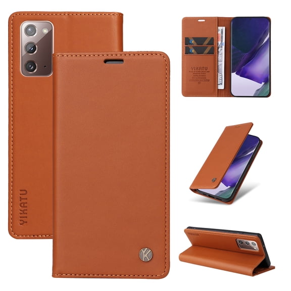for Samsung Galaxy Note 20 Wallet Case with RFID Blocking Credit Card Holder,Classic Vegan PU Premium Leather Folio Magneitc Flip Kickstand Shockproof Cover for Samsung Note 20 Phone case,Yellow