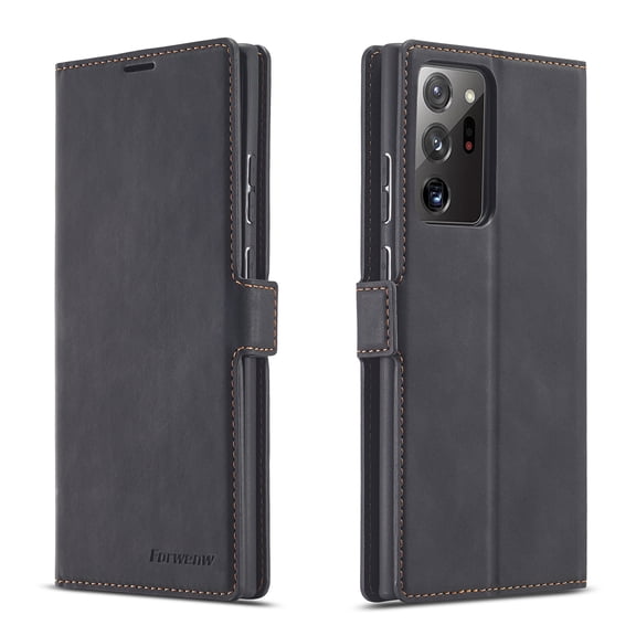Samsung Galaxy Note 20 Wallet Case Samsung Galaxy Note 20 Luxury PU Leather Case, Book Folding Flip Retro Case with Kickstand, [RFID Blocking] Credit Card Slot Magnetic Closure Protective Cover, Black