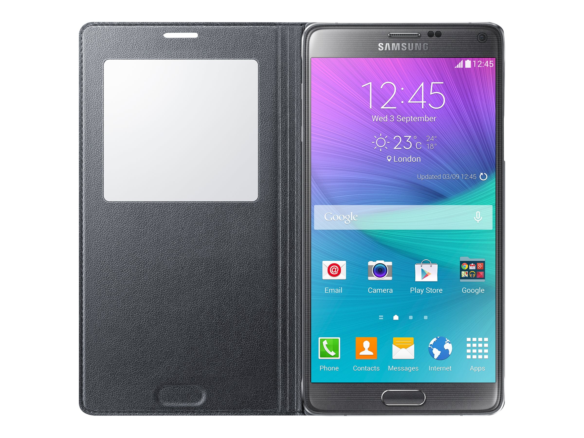 Samsung Galaxy Note 4 Case S View Flip Cover Folio - Black