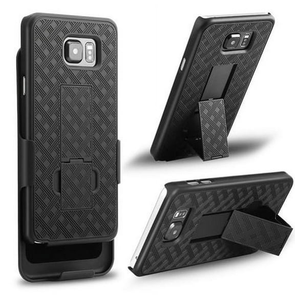 Samsung Galaxy Note 5 Black Combo Case Hard Shell Armor Carrying Holster Swivel Belt Clip Kickstand