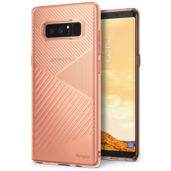 Samsung Galaxy Note 8 Phone Case Ringke [BEVEL] Minimalist Diagonal Textured Shock Absorption TPU Form Fitting Lightweight Drop Resistant Protection Design Protective Cover - Rose Gold