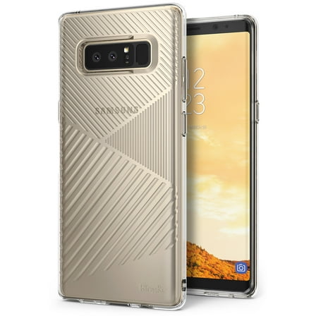 Samsung Galaxy Note 8 Phone Case Ringke [BEVEL] Minimalist Diagonal Textured Shock Absorption TPU Form Fitting Lightweight Drop Resistant Protection Design Protective Cover - Clear