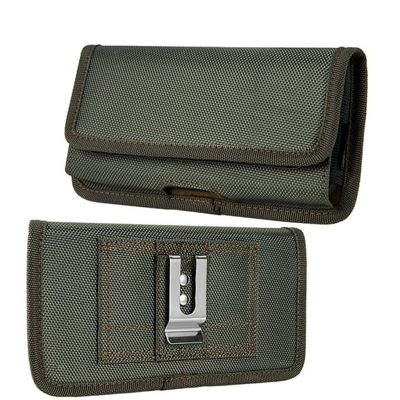 For Samsung Galaxy Note 8 Universal Horizontal Cell Phone Case Nylon Holster Carrying Pouch with Belt Clip and 2 Card Slots fit XL Devices 7" - Midnight Green