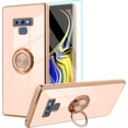 thumbnail image 1 of for Samsung Galaxy Note 9 Case with 360° Rotation Magnetic Ring Kickstand Holder,Shiny Plating Gold Edge Soft Slim Shockproof +Screen Protector Protective Cover for Women Girls(Pink), 1 of 14