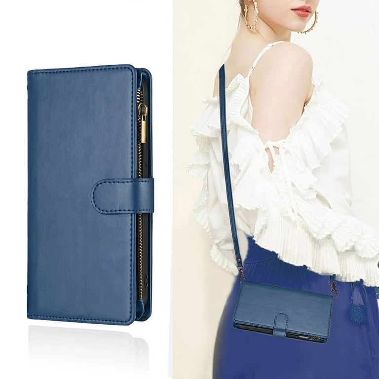 Samsung Galaxy Note 9 Case Detachable Crossbody Lanyard Neck Strap Zipper Card Holders PU Leather Wallet Compatible with Samsung Galaxy Note 9 Cover