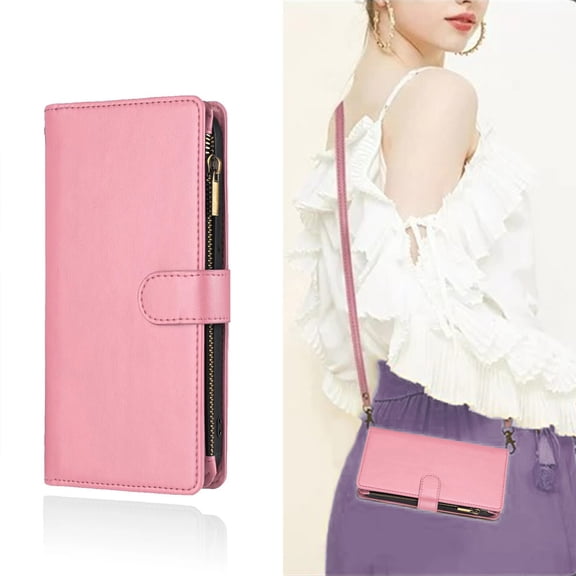 Samsung Galaxy Note 9 Case ,Detachable Crossbody Lanyard Neck Strap Zipper Card Holders PU Leather Wallet Compatible with Samsung Galaxy Note 9 Cover