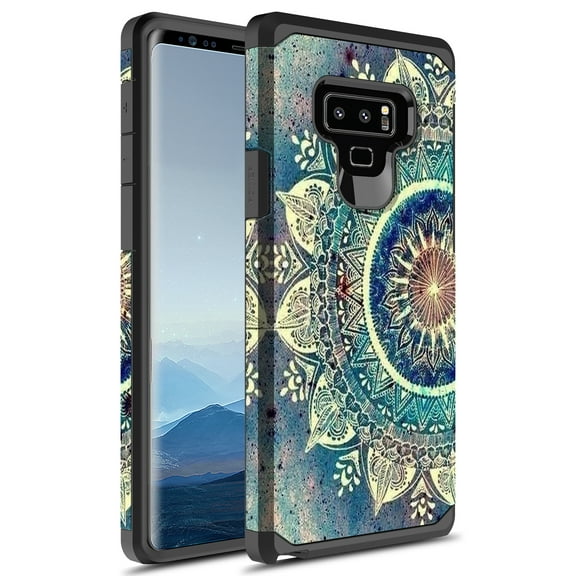 Samsung Galaxy Note 9 Case, Samsung Galaxy Note 9 Plus Case, Kaesar Slim Hybrid Dual Layer Graphic Fashion Colorful Cover Armor Case for Apple Samsung Galaxy Note 9 (Green Mandala)