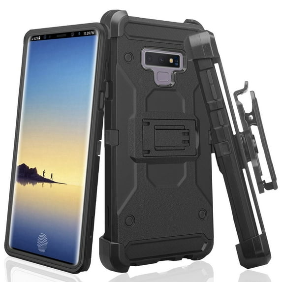 Samsung Galaxy Note 9 Case, Shock Proof Full-Body Rugged Holster Phone Case with Kickstand for Galaxy Note 9 - Black