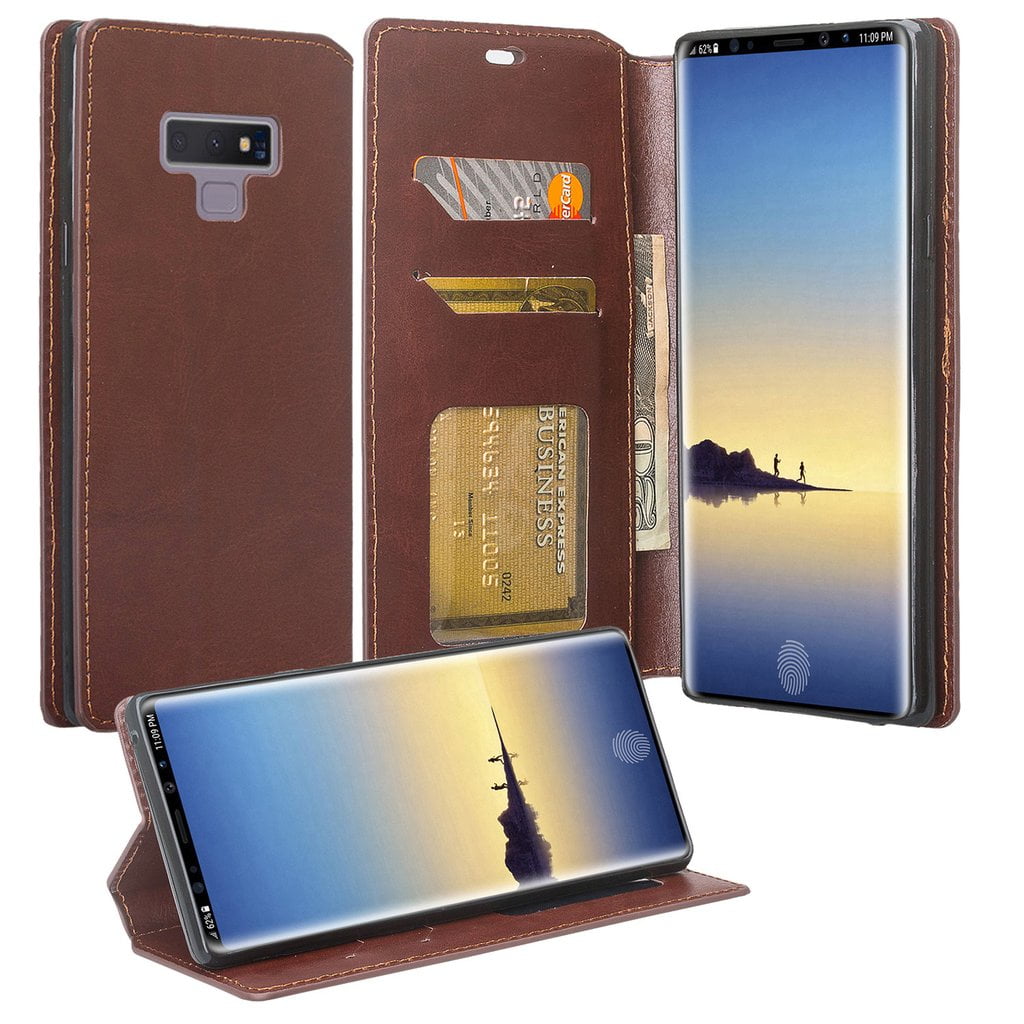 For Samsung Galaxy Note 9 Case, Slim Flip Folio [Kickstand] Pu Leather ...