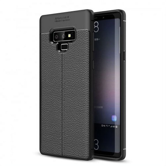 Samsung Galaxy Note 9 Slim Fit PU Leather Case Cover Reinforced Bumper Shock Absorbent Black