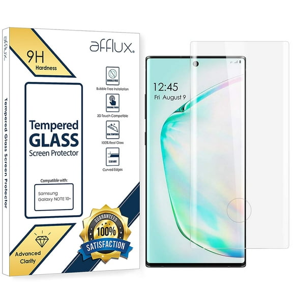Premium HD Clear Tempered Glass Screen Protector For Samsung Galaxy Note 10+ Anti-Scratch Anti-Bubble Case Friendly 3D Curved Film Compatible with Galaxy Note10+