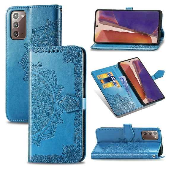 Samsung Galaxy Note20 Case, Dteck ShockProof Premium PU leather Magnetic Flip wallet Case with Kickstand and Flip Cover For Samsung Galaxy Note 20 5G, Blue