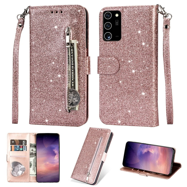 Samsung Galaxy Note20 Ultra Case, Dteck Bling Glitter PU Leather