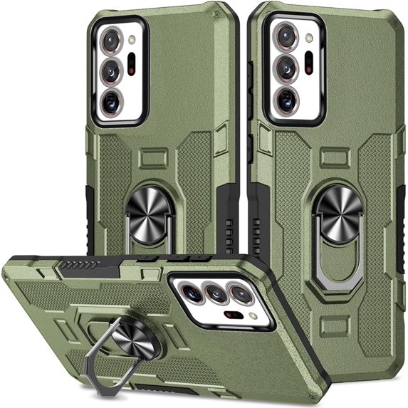 for Samsung Galaxy Note20 Ultra Case with Metal Ring Kickstand for Women & Men, Heavy-Duty Protection Shockproof Bumper Cover Case for Samsung Galaxy Note 20 Ultra TY Green